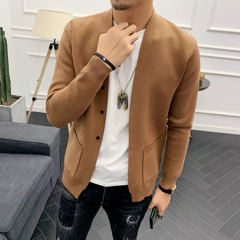 Men Fashion Korean Clothing Entity Quality More Color 2020 New Four Color Cardigan Sweater Men Erkek Kazak Sweter Masculino