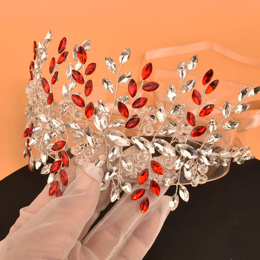 SA441 Red Bridal Belts Luxury Crystal Wedding Dress Accessories Green Women Rhinestones Applique Formal Evening Gown Sash
