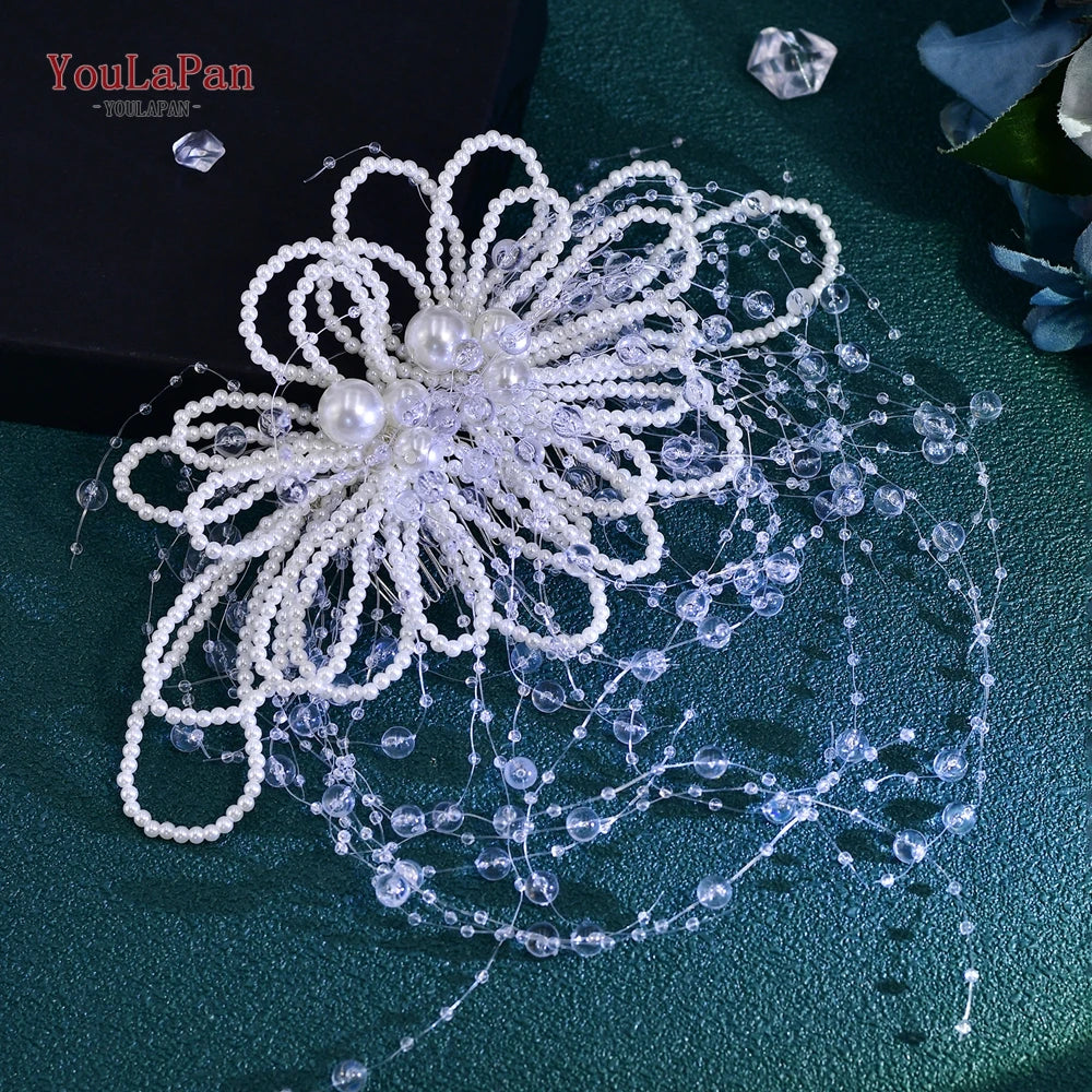 YouLaPan Wedding Bridal Headpiece Bride Pearl Hair Comb Women Party Fashion Hair Accessories Handmade Exquisite Headband HP717
