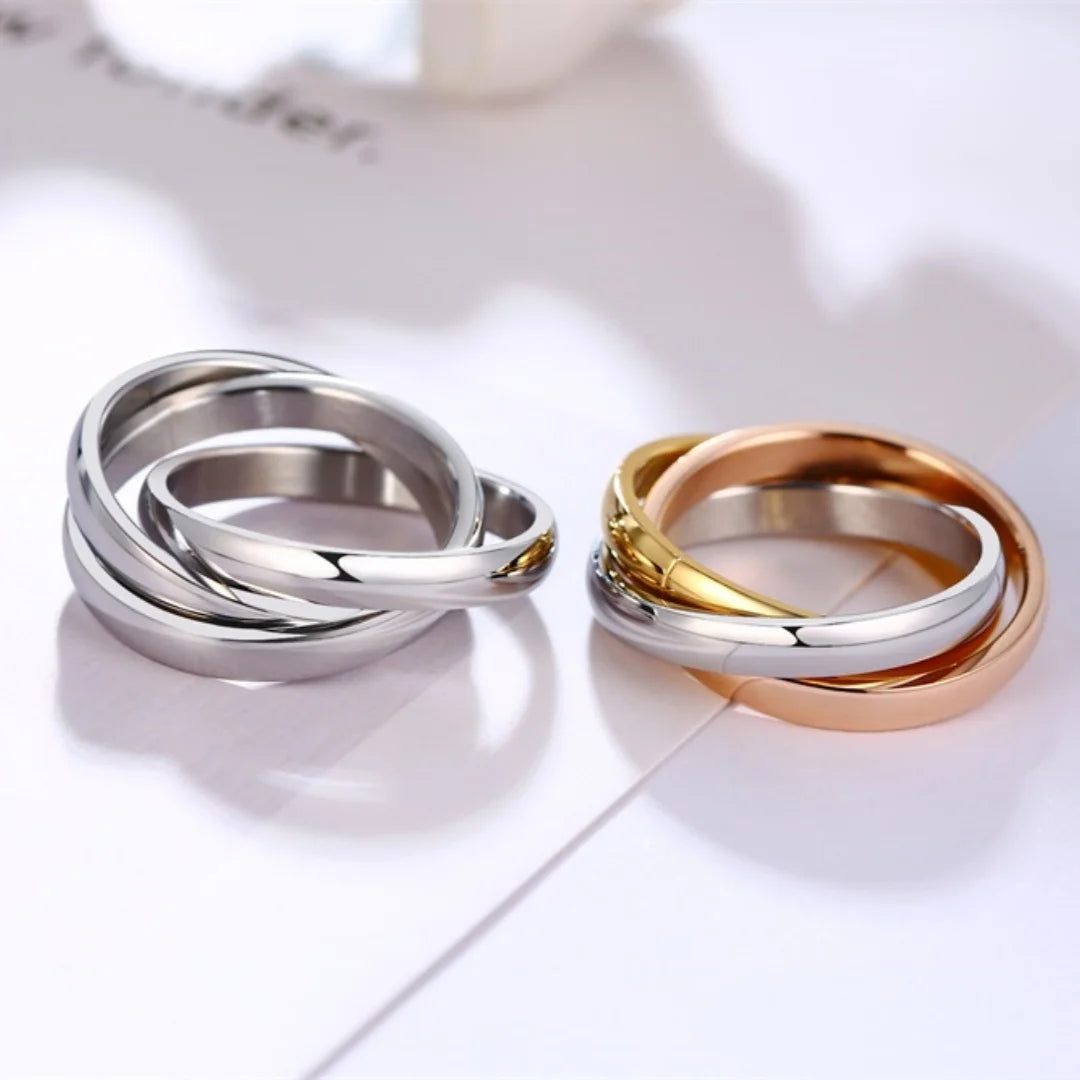 New Triple Interlocked Engagement Rings for Women Stainless Steel Three-in-one Promise Gift for Her Valentines Day