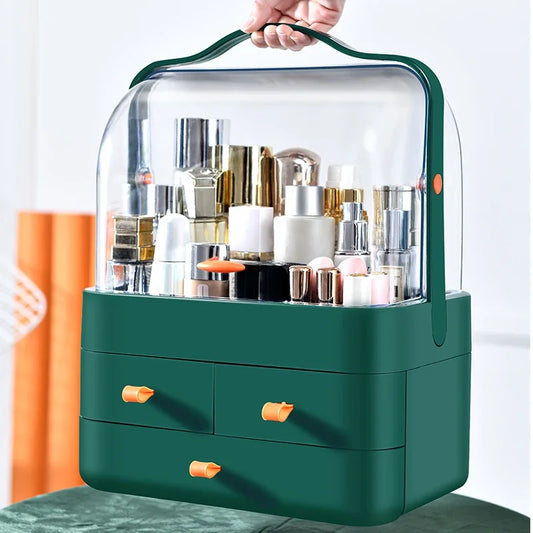 Cosmetics Receiving Box Dust-Proof Desktop Makeup Organizer with Drawer for Skin Care Products Household Storage Box Shelf