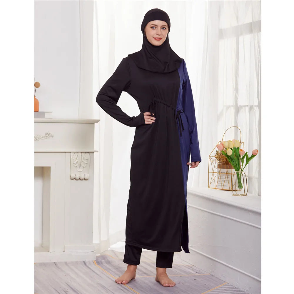 2024 New Arrival Stylish Muslim Swimwear Burkinis 3 Piece Long Robe Swimming Hijab Suit Muslimah Hijab Swimsuit Islamic Swimwear