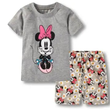 Neue Sommer Kinder Jungen Mädchen Kleidung Baby Baumwolle Prinzessin Pyjamas Sommer Kurzarm Set Cartoon Minnie Kinder Nachtwäsche