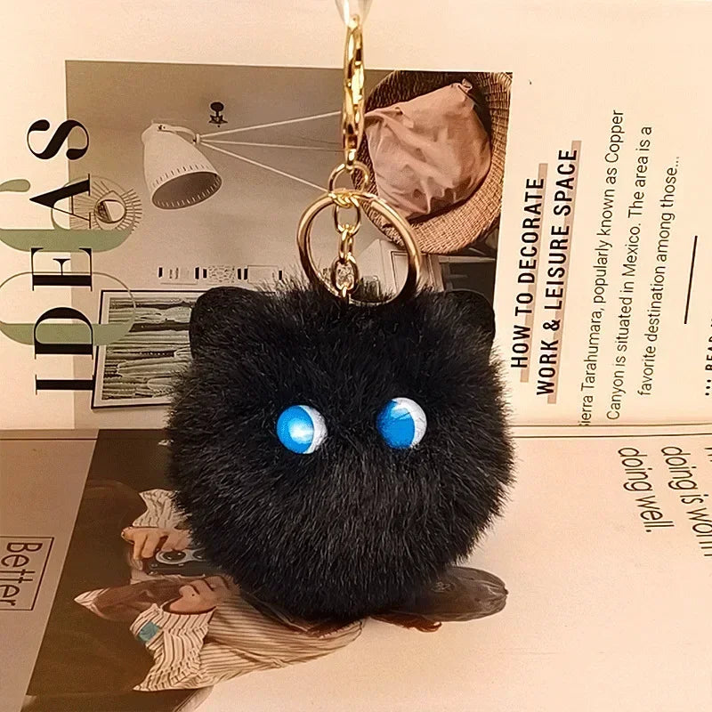 2024 New Plush Cat Keychain Kawaii Kitten Cartoon Keyring Ladies Girls Bag Pendant Keychain School Bag Charm Gift