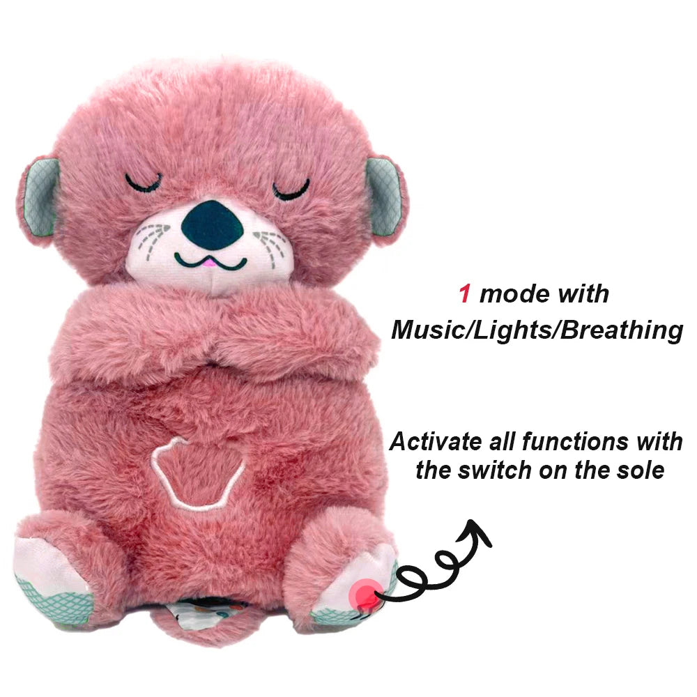 Atmender Bär, Baby-Capybara-Otter, Plüschpuppe, Spielzeug, Baby, Kinder, beruhigende Musik, Baby, Schlafbegleiter, Ton und Licht, Puppenspielzeug, Geschenk