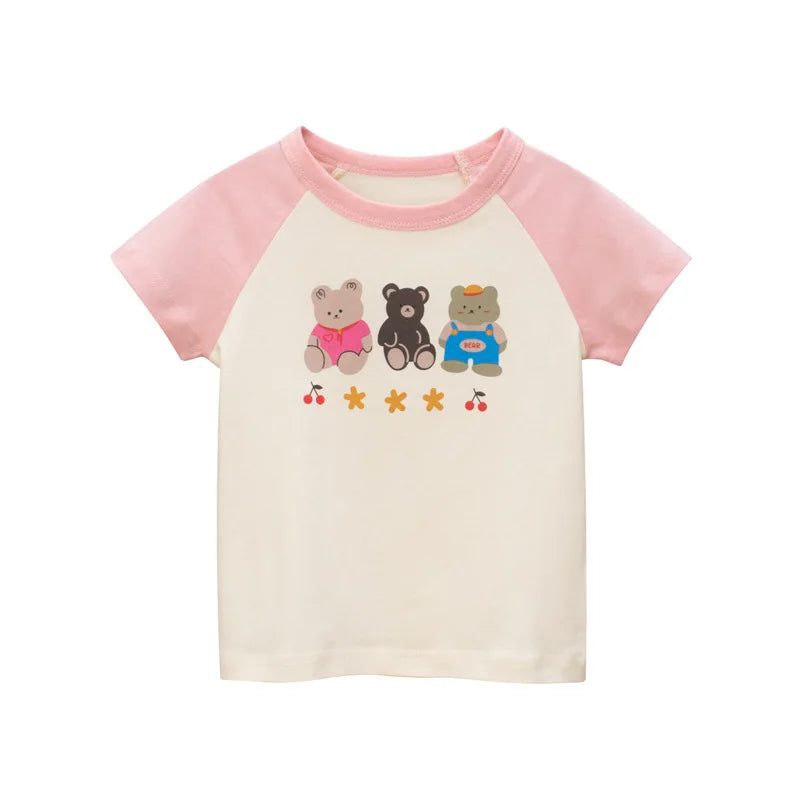 2024 sommer 2-8 Jahre Kinder Mädchen Shorts Ärmel T-shirts Gedruckt Kleines Mädchen Top Baby Mädchen T Shirts Kinder kleinkind Mädchen Kleidung
