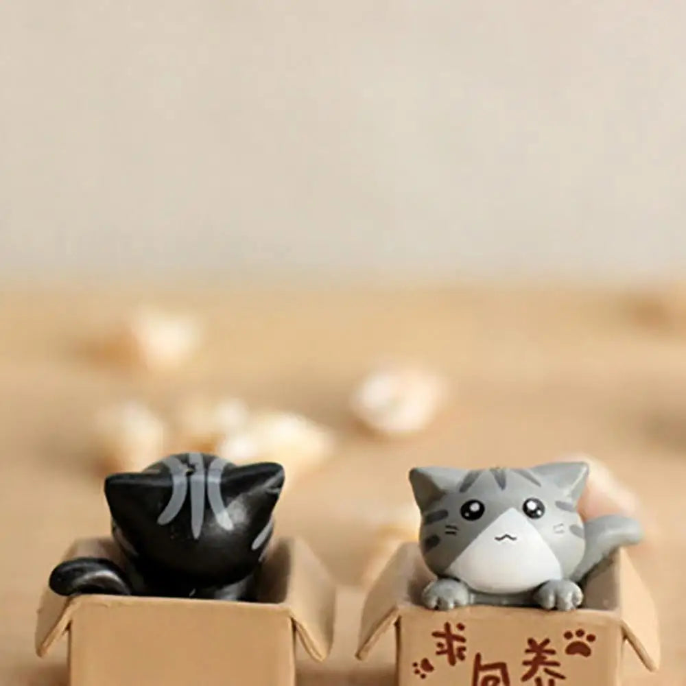 Lovely Box Cartoon Cat Miniature Landscape Decor Bonsai Resin Crafts Ornament Home Decoration Ornaments Accessories Wholesale