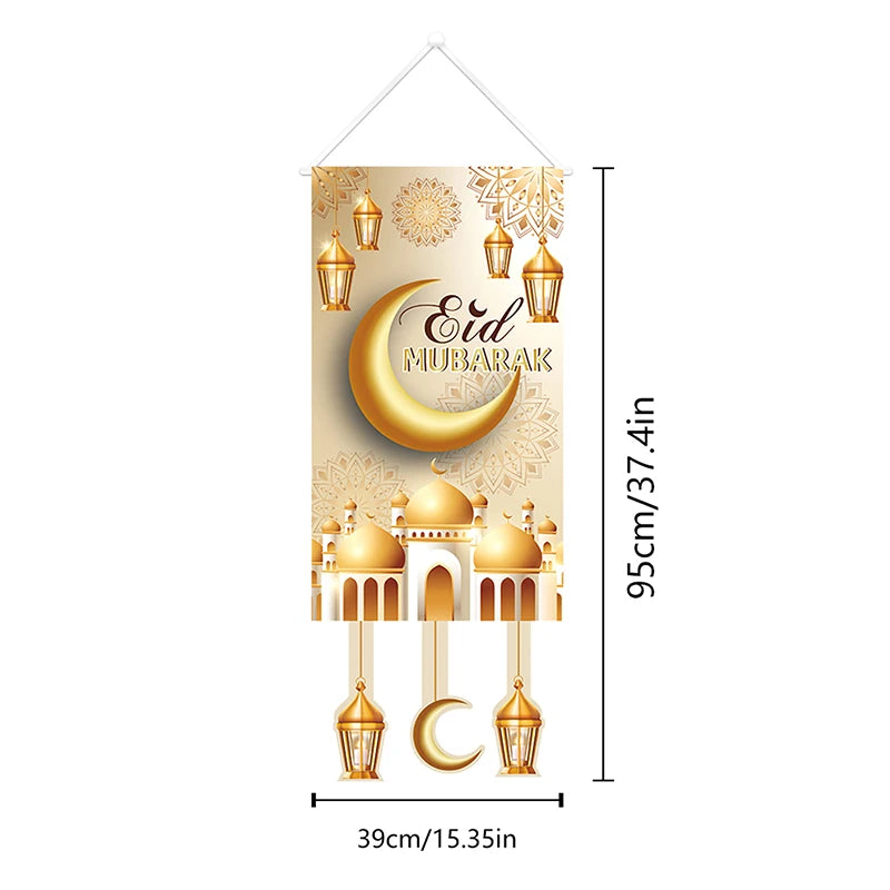 Home Ramadan Mubarak hangs flag, Islamic Muslim Party decorates home decor banner