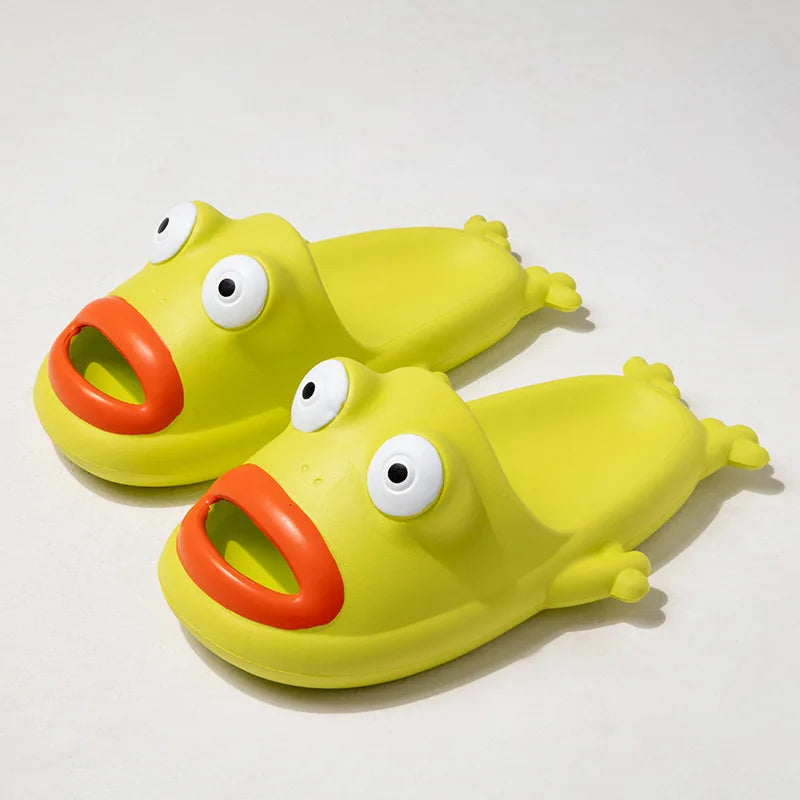 Wacky Frog Slippers for Couple Casual Cartoon Beach Shoes Women Slides Summer Open Toe Slipper Sandal Home Flip Flops Footwear