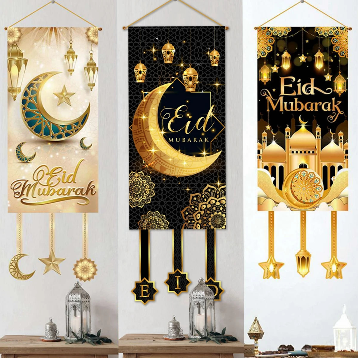 Ramadan Hanging Flag Ramadan Kareem Decoration For Home 2025 Aid EID Mubarak Muslim Islamic Festival Eid Al-fitr Party Supplies