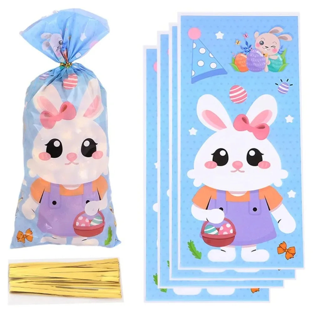 Plastic Easter Bunny Candy Bags Cartoon Packing Supplies Rabbit Ear Gift Bag Easter Party Packing Baking Tools