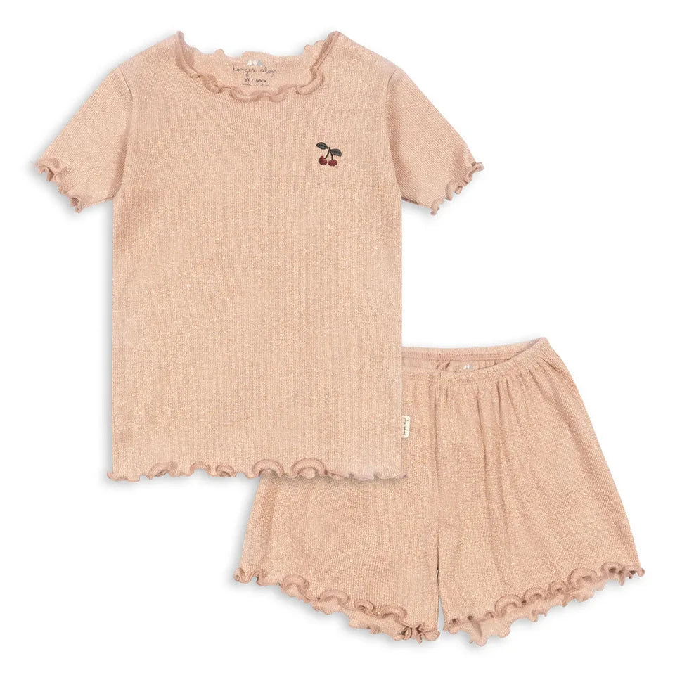 Summer KS Children's Clothing Girls Cherry T Shirts + Shorts 2 Pcs Set Kids Cotton Slip Dress Toddler Girls Clothes 1-9Yrs