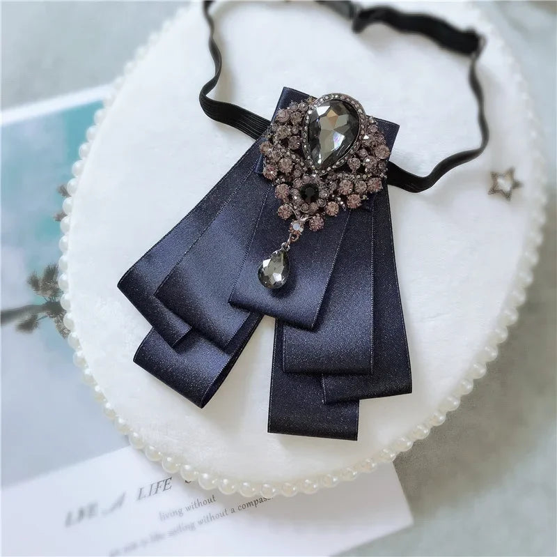 Men's Wedding Bow Ties Women's Accessories British Korean Business Banquet Formal Dress Shirt Rhinestone Ribbon Bow-tie Gifts mon