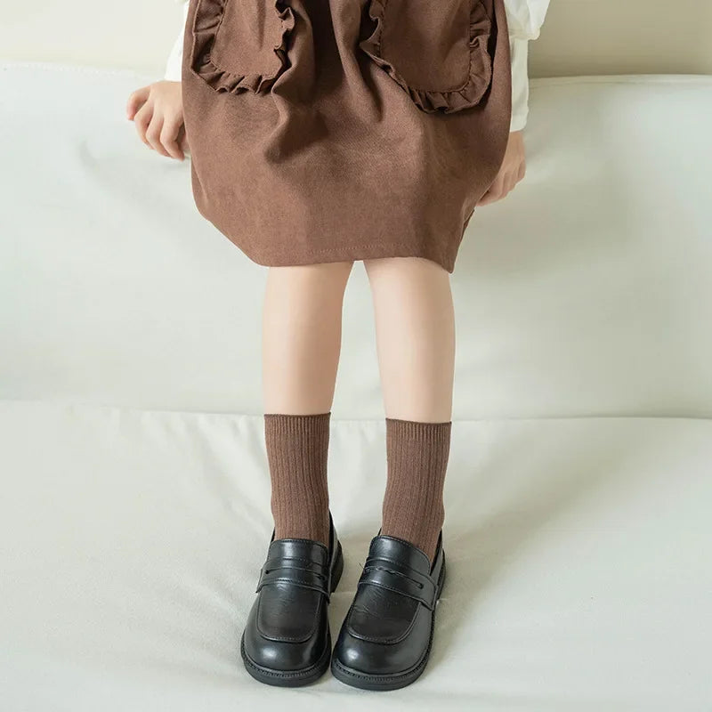 Children Fashion Mid Calf Long Socks Boys Girls Spring Autumn Striped Socks Baby Kids School Student Uniform Socks Retro Clothes