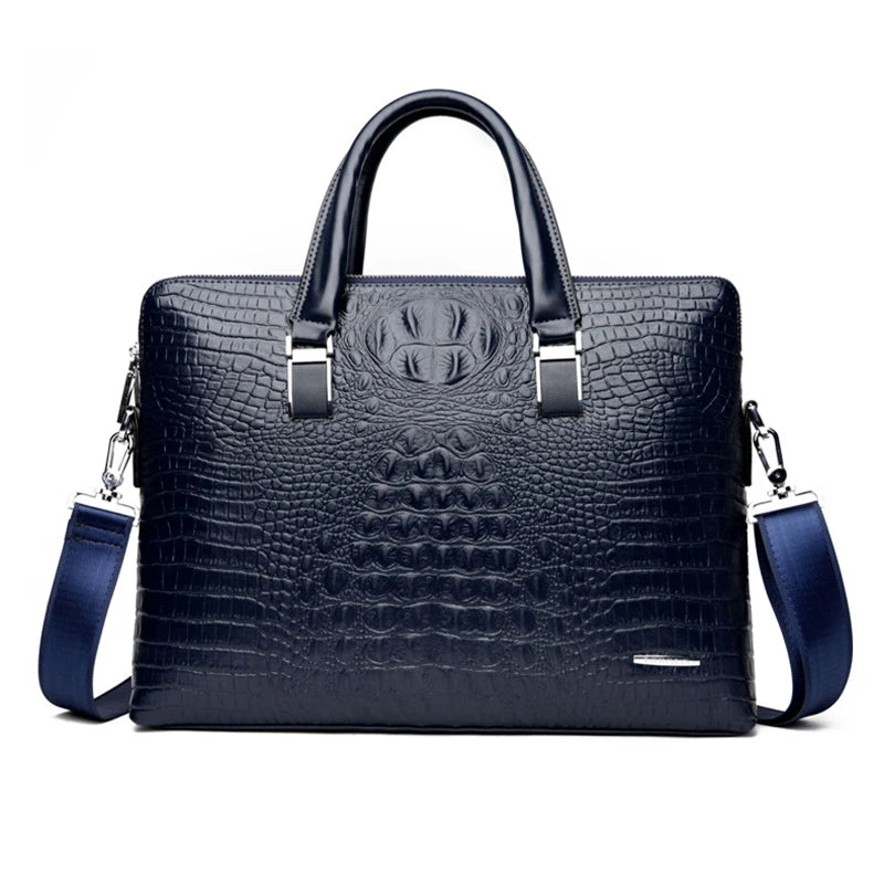 Briefcase Bag Man PU Leather Crocodile Alligator Tote Handbag Laptop 14 Computer Male Shoulder Business Messenger Bag Husband