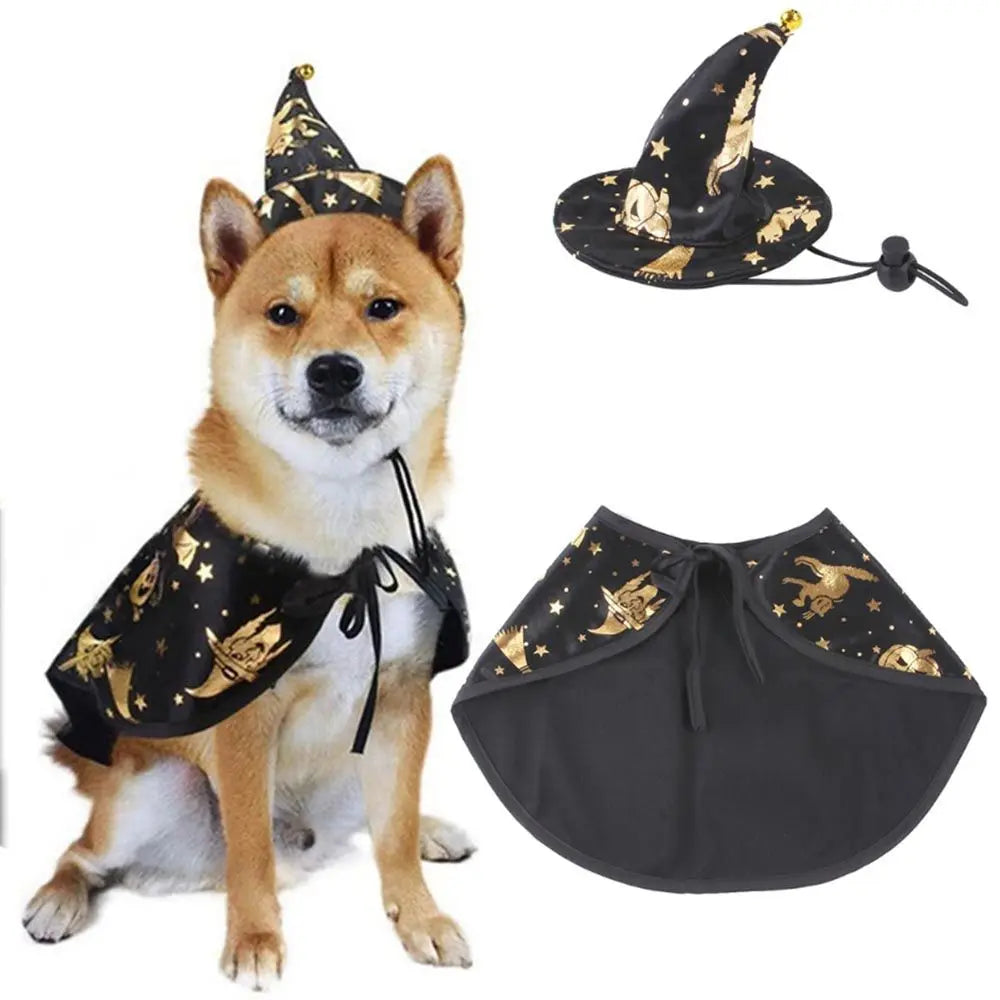 Halloween Cosplay Party Dressing Funny Cloak Halloween Apparels Dog Halloween Set Pet Halloween Costume Puppy Collar
