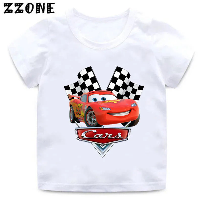 Hot Sale Car Pixar Lightning McQueen Print Cartoon Kids T-Shirts Girls Clothes Baby Boys T shirt Summer Children Tops,ooo5534