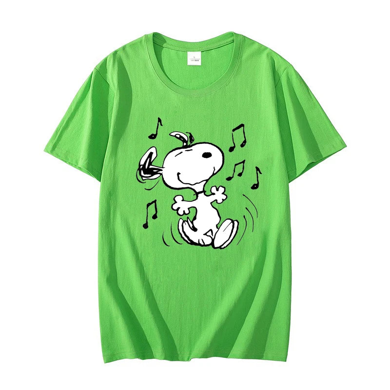 Snoopy!!! the Musical Men T-shirt Summer Short Sleeve Women Tee Shirts 100% Cotton 2025 New Fashion Couple Clothes Tops