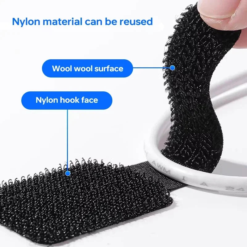 10pcs Reusable Cable Ties Fastening Wire Organizer Cord Rope Holder Self Adhesive Adjustable Cord Organizer Straps Desk Manageme