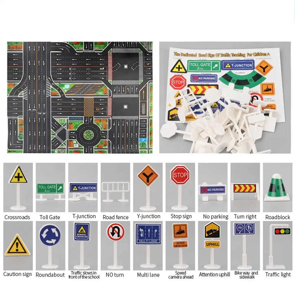 Kinder Geschenk Spielmatte Kinderspielzeug Straßenteppich Spielmatte Kletterspielzeug Stadtparkplatz Straßenkarte DIY Verkehrsschilder