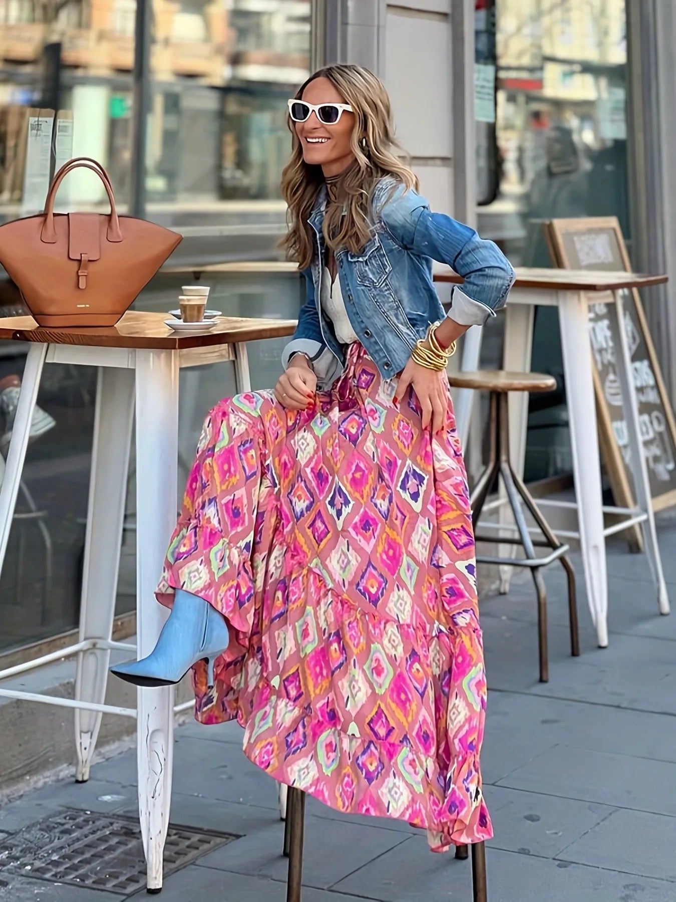 Long Floral Printing Skirt Lady 2025 Summer Autumn Loose Casual Skirt Fashion Elastic Waist Beach Commuting Skirts Women Clothes