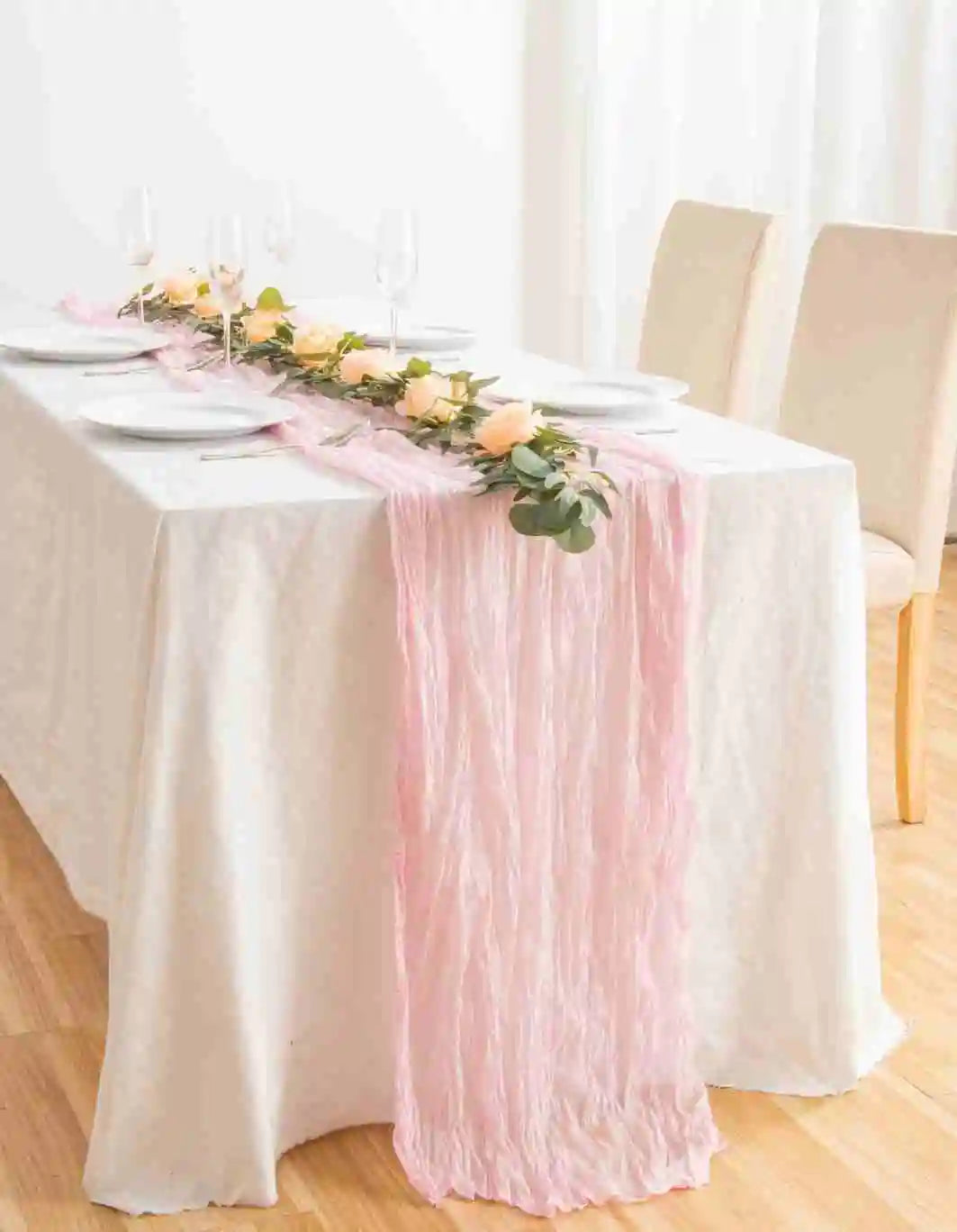 Eightree 2025 Knit Cloth Table Runner Wedding Birthday Party Banquet Decoration Gauze Fabric Voile Table Cloth Twist Table Cover