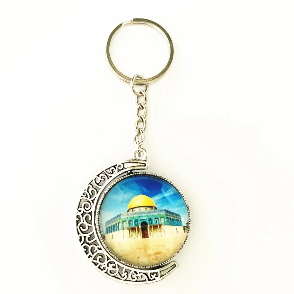 Ramadan Decor Moon Crystal Kaaba Keychain Arab Key Chain