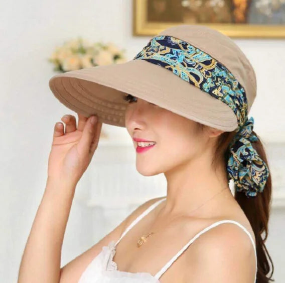New Brand Women's Sunbonnet Sun Hat Summer Folding Sunscreen Anti-uv Large Beach Cap Summer Hat Fashion Sunhat Women Hat