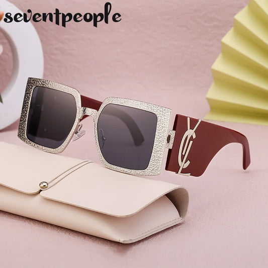 Classic Oversized Square Sunglasses Women Big Frame 2025 Luxury Brand Designer New Vintage Shield Sun Glasses For Ladies Eyewear