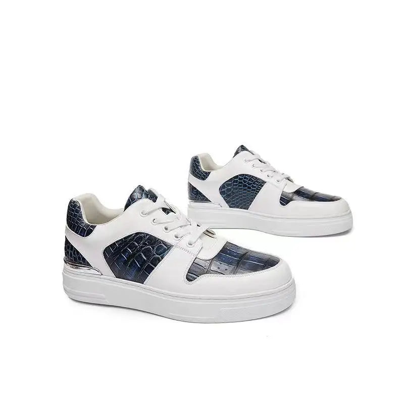 2024 new arrival Fashion Crocodile Skin causal shoes men,male Genuine sneakers PDD408