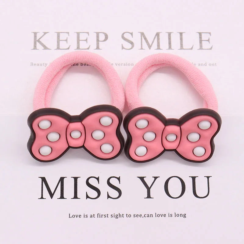 2Pcs Cute Animal Cat Hair Accessories Children Rubber Bands Scrunchies Elastic Hair Bands Girls Headband Decorations Ties Gum