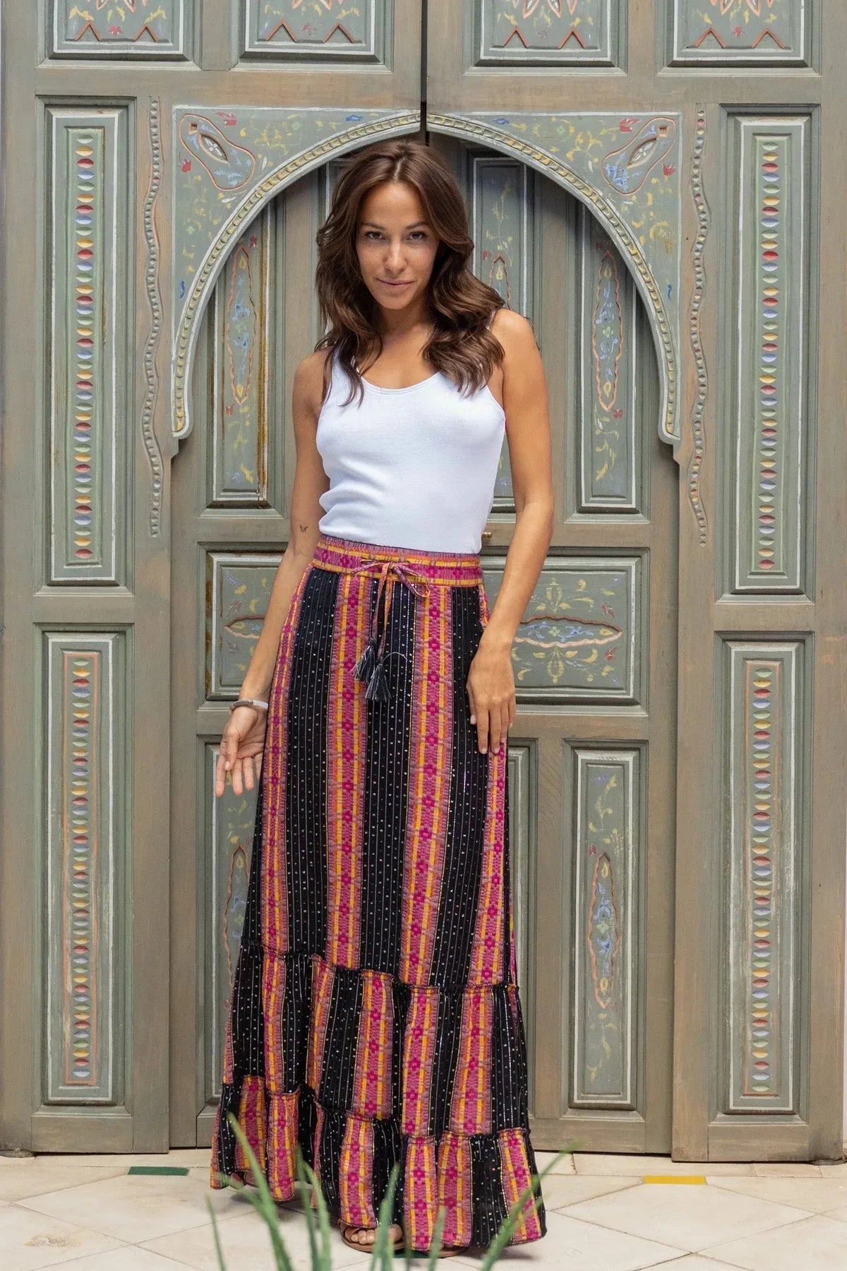 Long Floral Printing Skirt Lady 2025 Summer Autumn Loose Casual Skirt Fashion Elastic Waist Beach Commuting Skirts Women Clothes