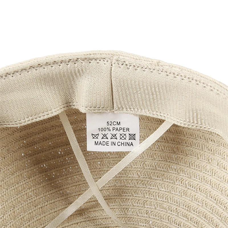 GEMVIE 2024 Fashion Military Hats Outdoor Spring Summer Ring Top Kid Hat Sun Protection Beach Flat Top Straw Hats