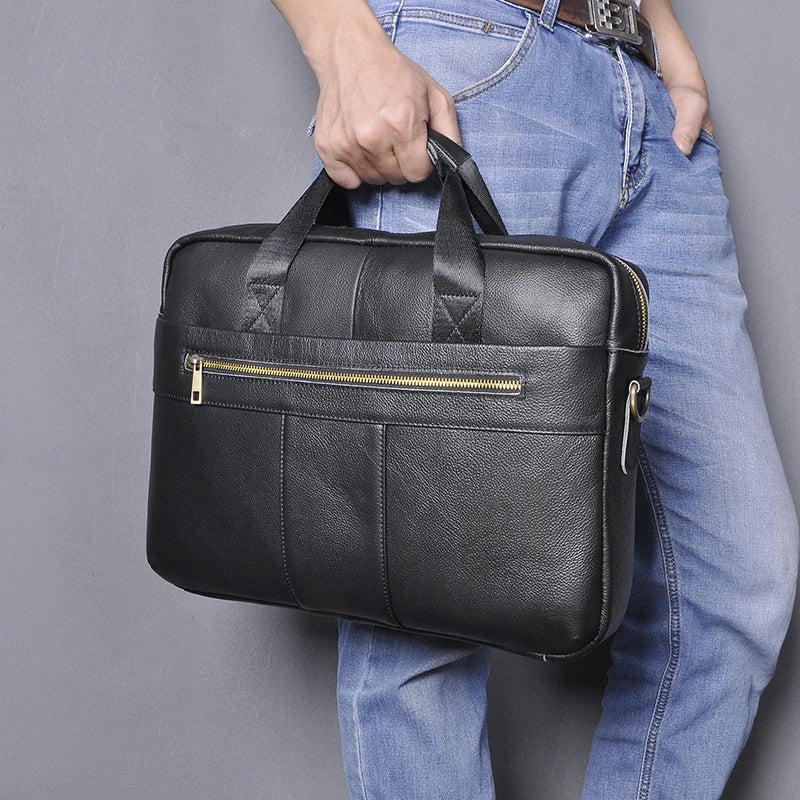 Oil Waxy Leather Coffee Design Business Briefcase 15" Laptop Document Case Fashion Attache Messenger Bag Tote Portfolio 9022-b