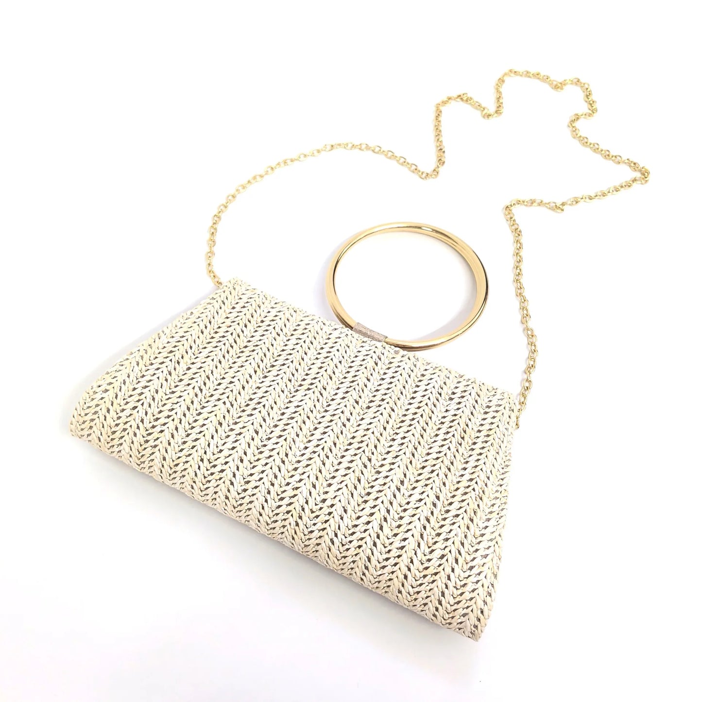 Straw Tote Handbags for Women Trend Summer Beach Woven Purses with Metal Circle Top Handle Ladies Shoulder Messenger Bags
