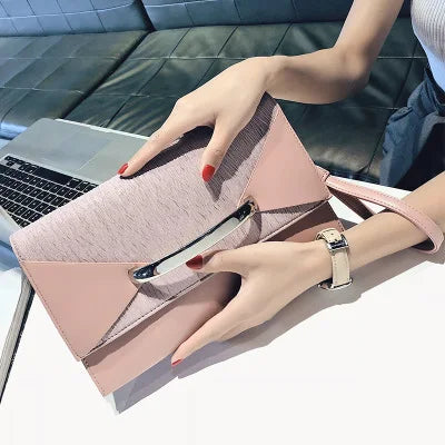 Damen Clutch PU All-Match Envelope Mini Tasche mit Riemen