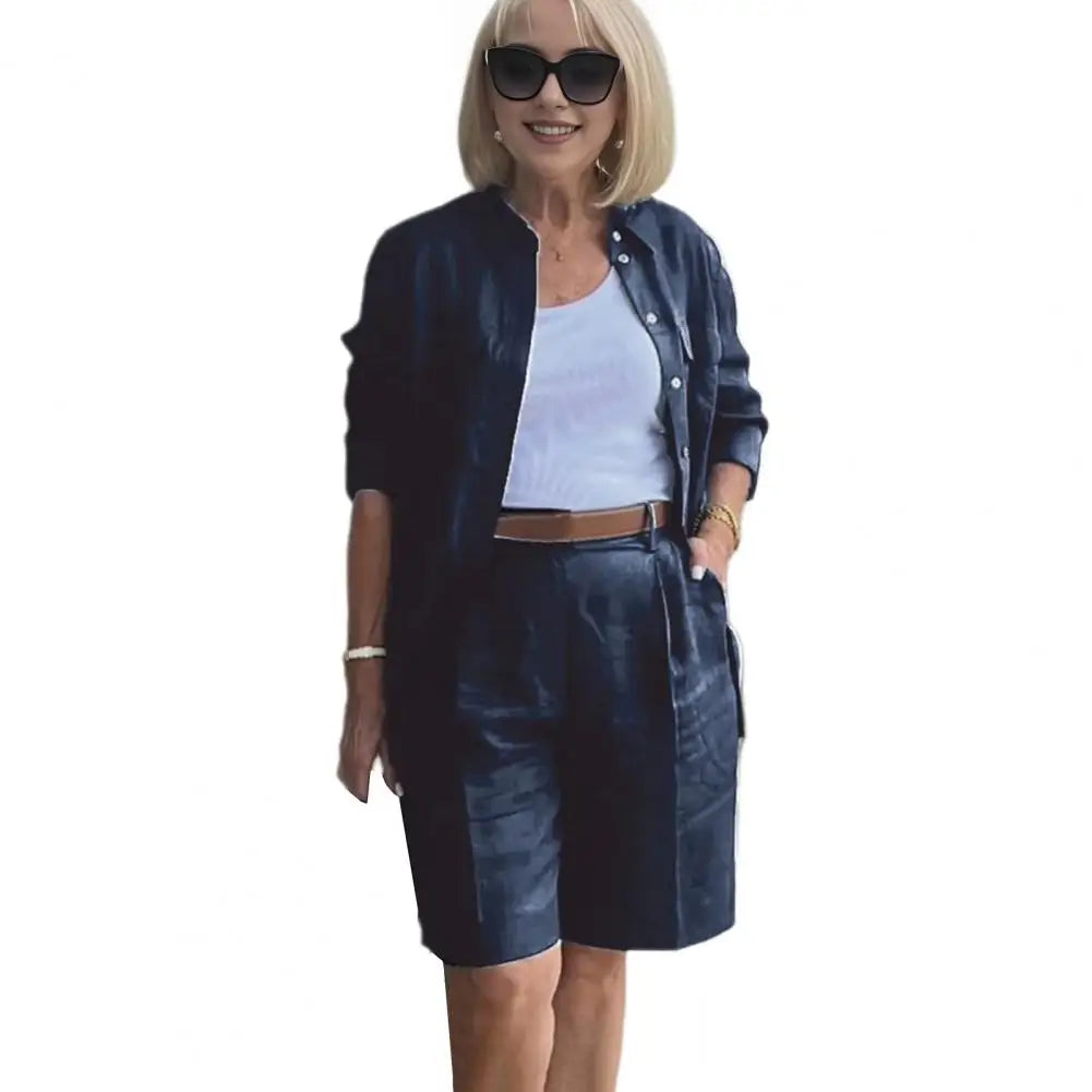 Fashion White 2 Piece Set For Women Long Sleeve Shirt And Shorts Two Piece Suit Women 2024 Summer Cotton Linen Casual Home Sets
