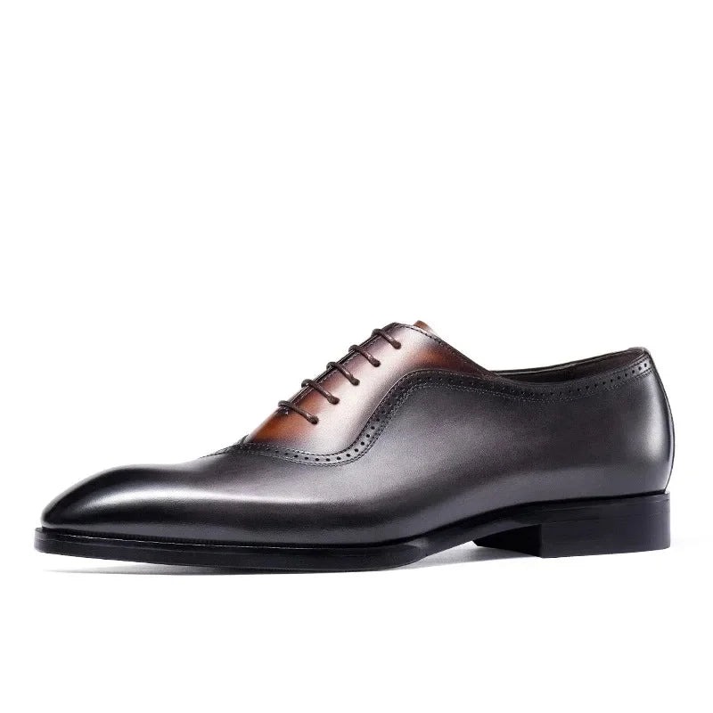 2025 Spring New Business Dress Lace-up Leather Shoes Vintage Handmade Leather Cowhide Shoes Oxford Shoes Men