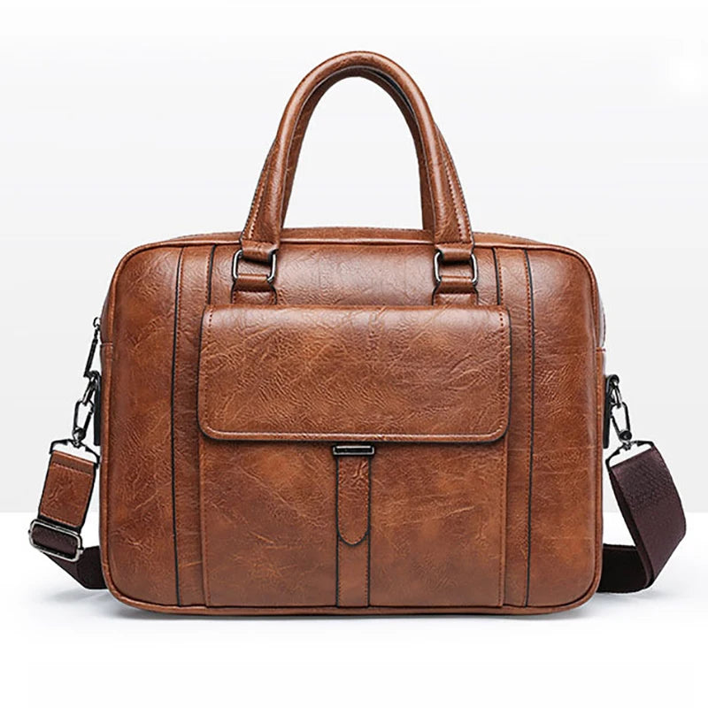 Herren Aktentasche PU Leder Executive Casual Handtasche Laptop Dokument Schulter Business Vintage Messenger Crossbody Designer Tasche