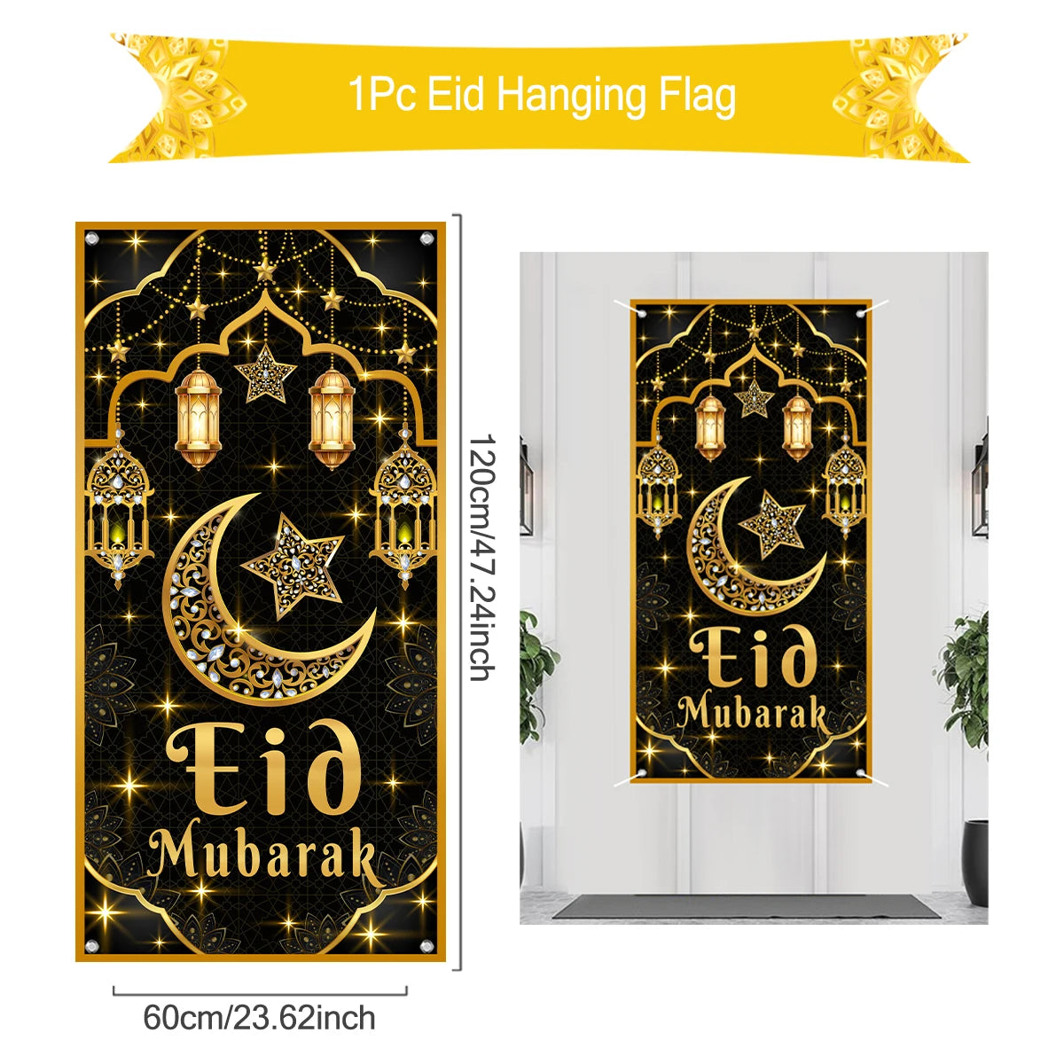 Ramadan Hanging Flag Ramadan Kareem Decoration For Home 2025 Aid EID Mubarak Muslim Islamic Festival Eid Al-fitr Party Supplies