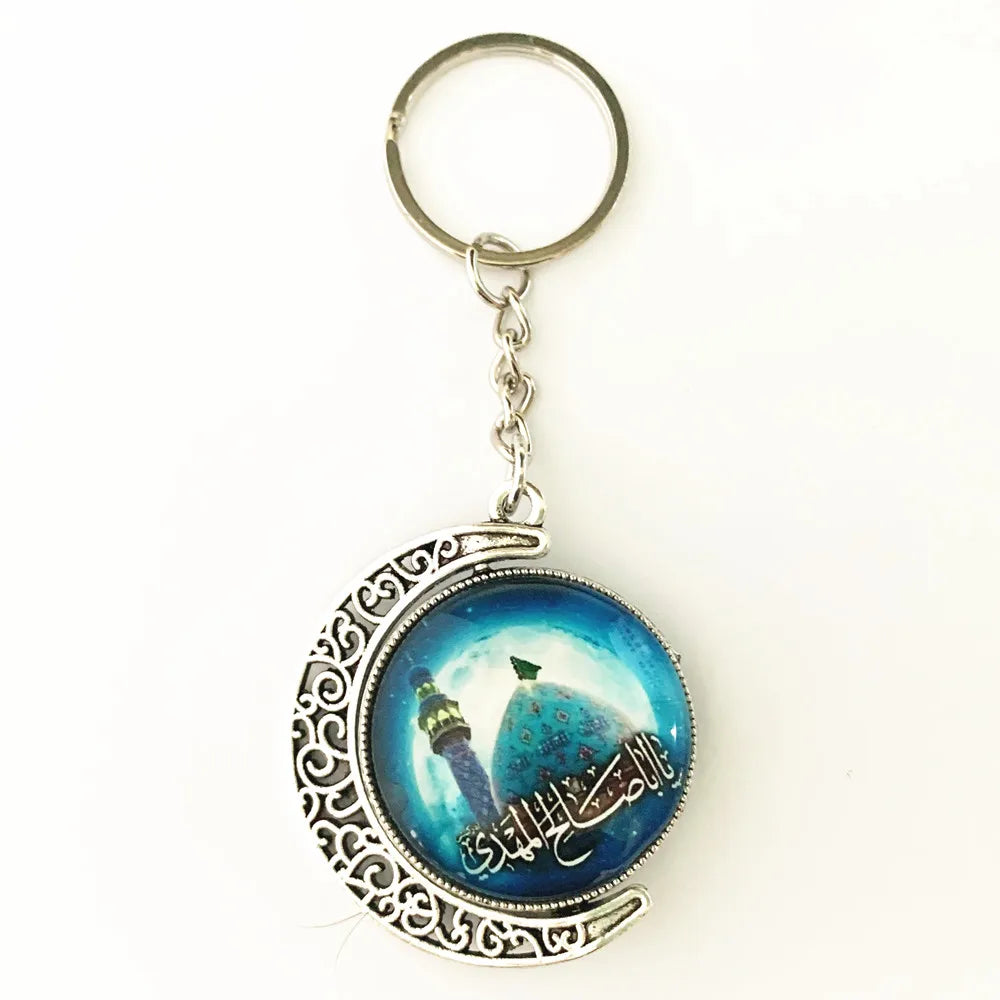 Ramadan Decor Moon Crystal Kaaba Keychain Arab Key Chain