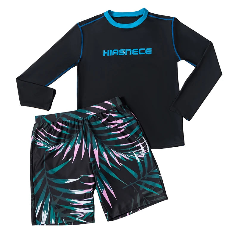 New Swimsuit for Boys Swim Set 2 Piece Swimwear Trunks Shorts Sports Rash Guard Long Sleeve Sunscreen Swimming Pool