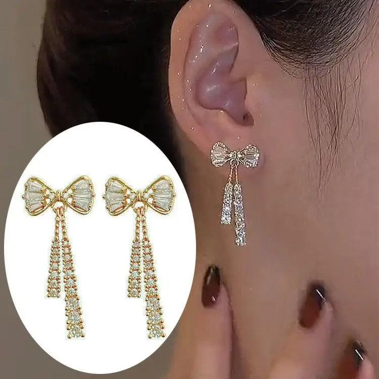 925 Silver Needle Green Crystal Butterfly Drop Earrings For Women Korean Jewelry 2024 Trending Fairy Luxury Women's Earrings New