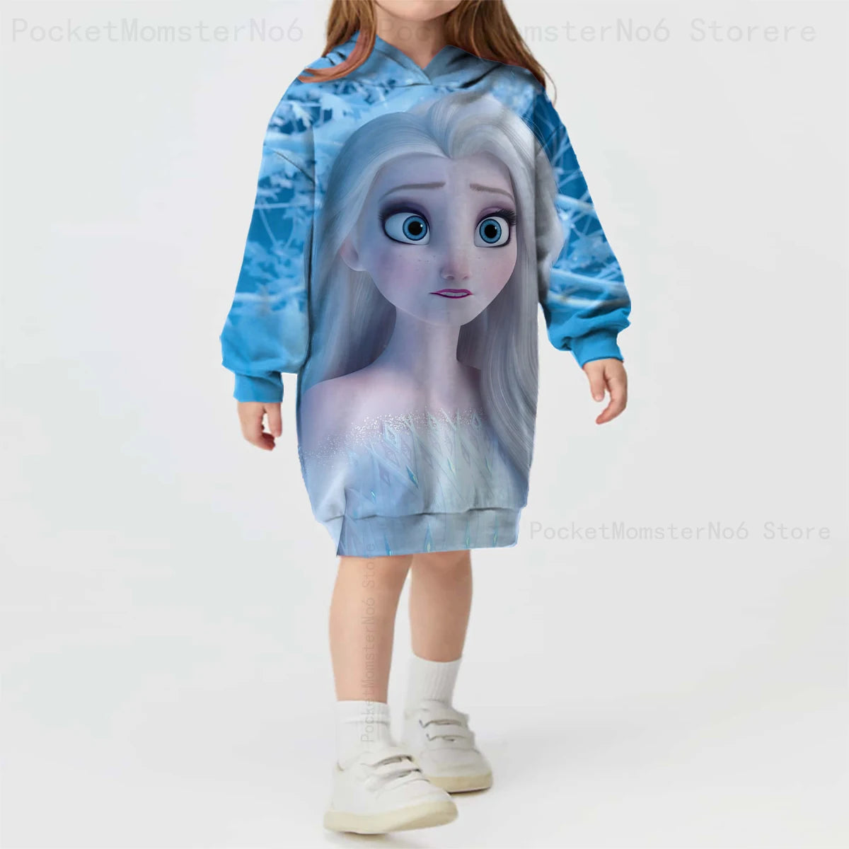 3D Printing Spring and Autumn Disney Frozen New Long-sleeved Hoodie Cute Princess Dress Kids Casual Girls Decoration