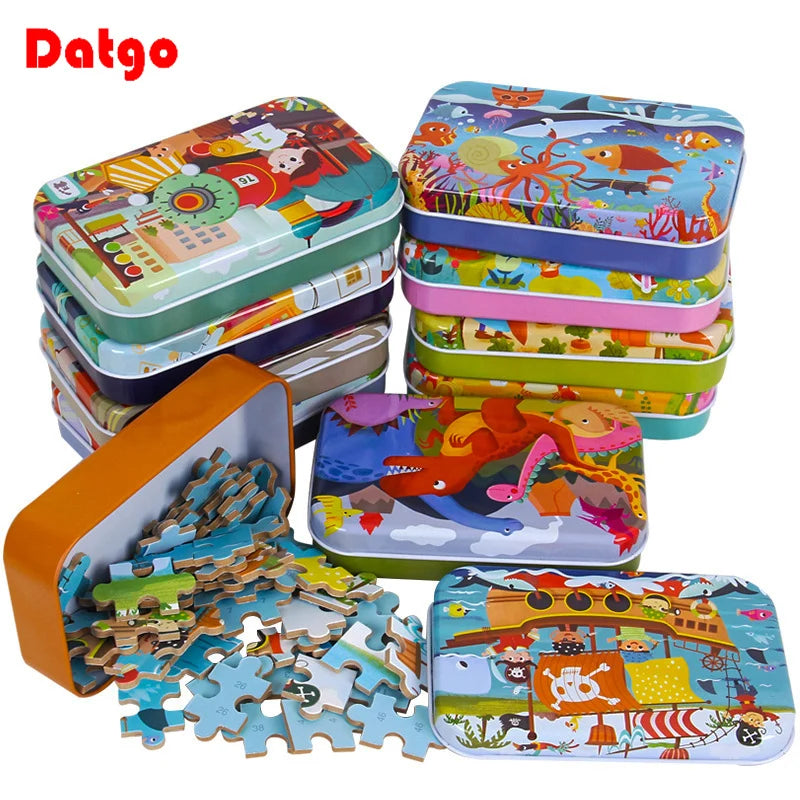 Heiße Neue 60 Stück Holz Puzzle Spielzeug für Kinder Cartoon Fahrzeug Tier Holz Puzzle Baby Lernen Pädagogisches Spielzeug Kinder Geschenk