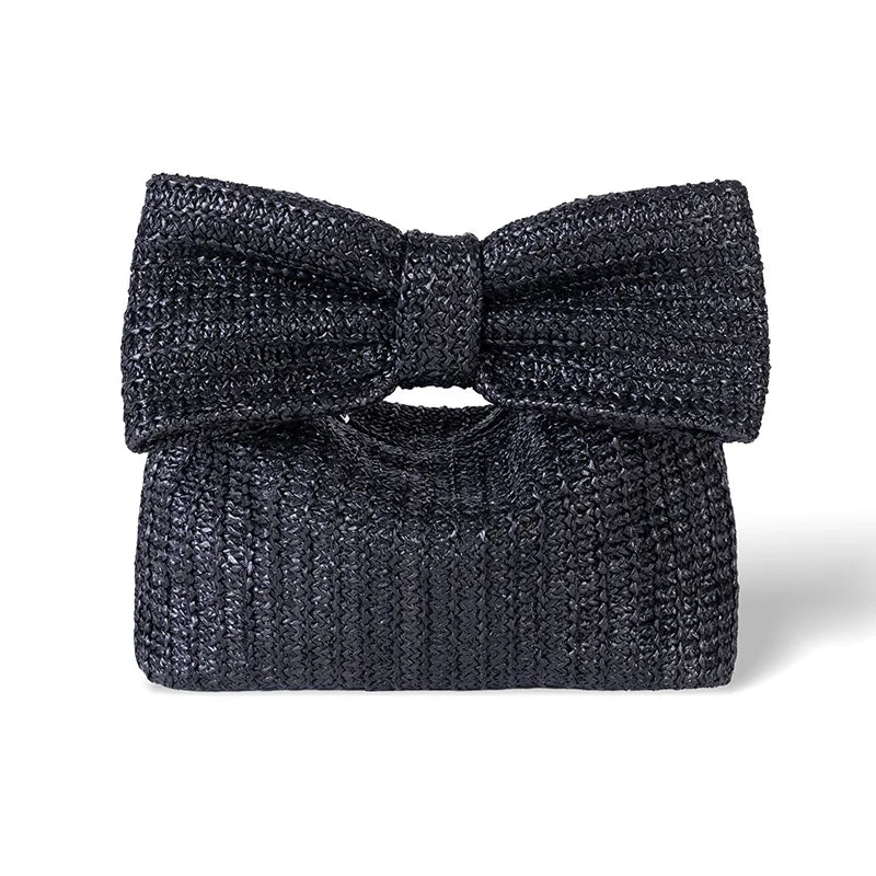 Fashion Trends Low Price Delicate Summer Bow Braided woven Bags Beach Straw Beaded Purses And Handbags