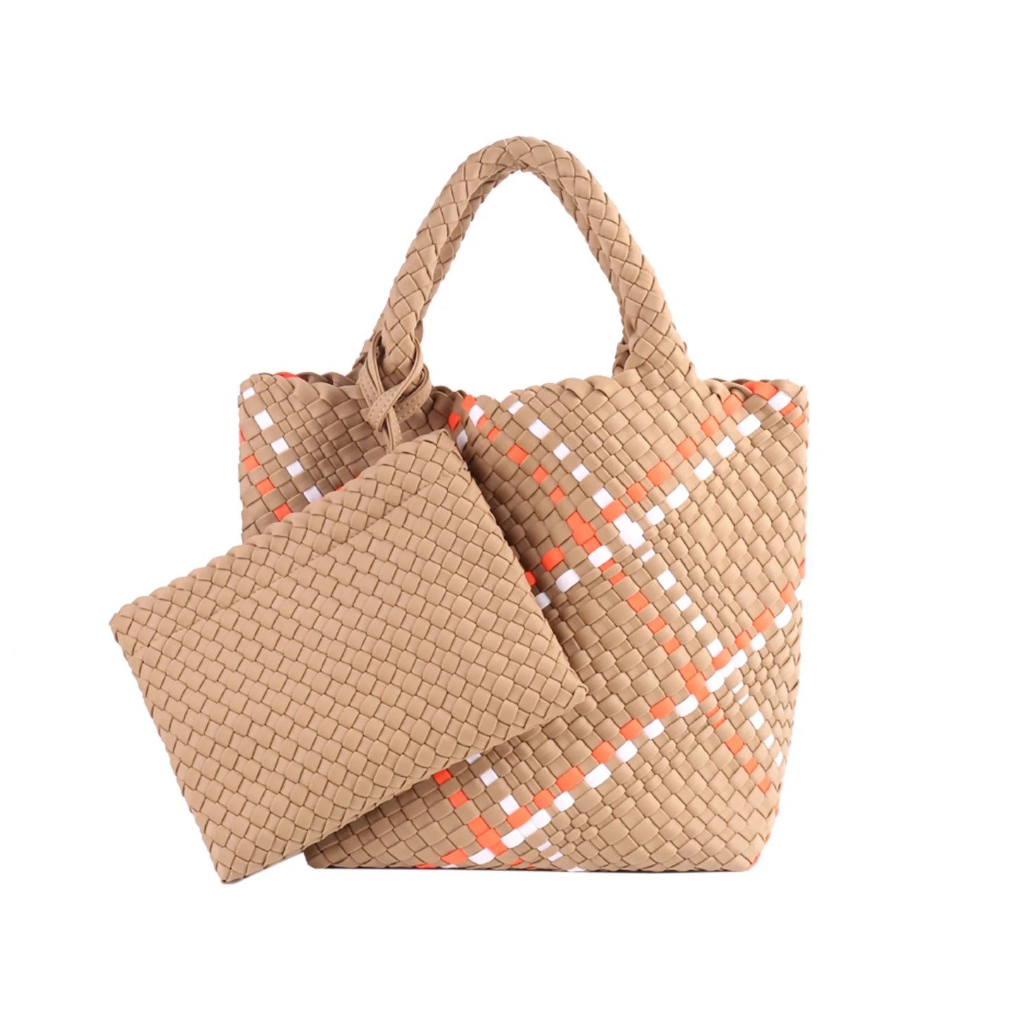 Hot Sale New Neoprene PU Woven Bag Beach Bag Large Capacity Woven Handbag Handmade Knitted Bag