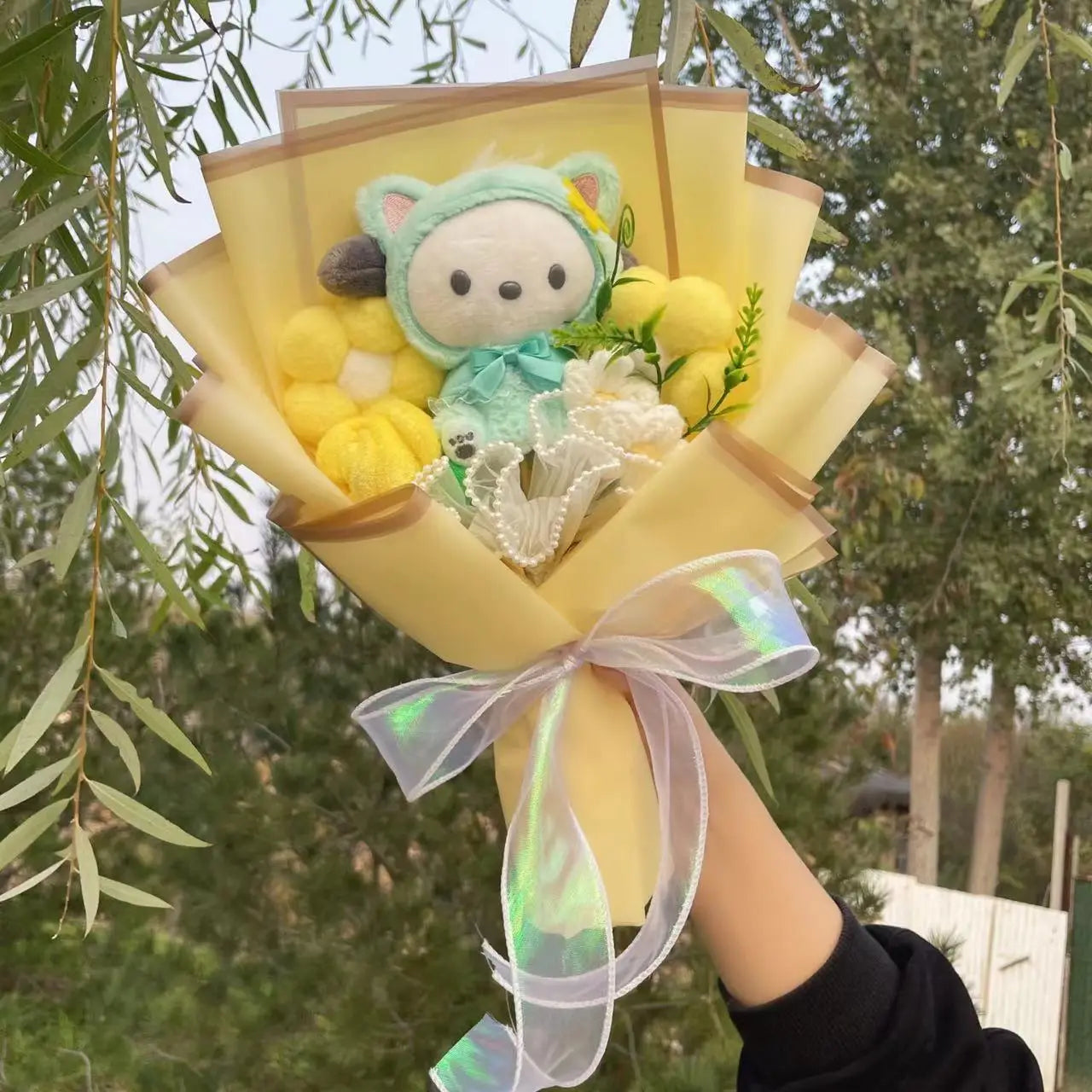 Kawaii Hello Kitty Cat Dolls With Artificial Flowers Creative Sanrio Bouquet Christmas Valentine Birthday Graduation Gifts
