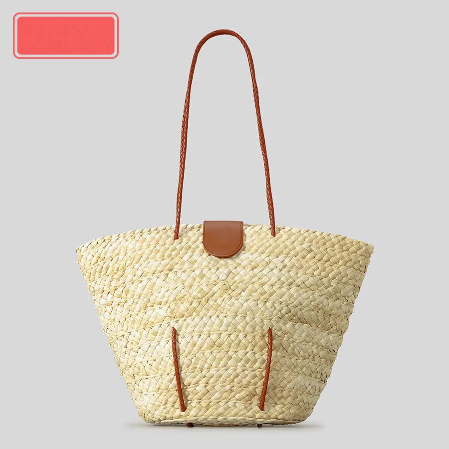 New Fashion Handheld Bag Large Capacity Women Shoulder Bags Straw Woven Handbags Hand-woven Tote Beach Bags Designer Brand Purse