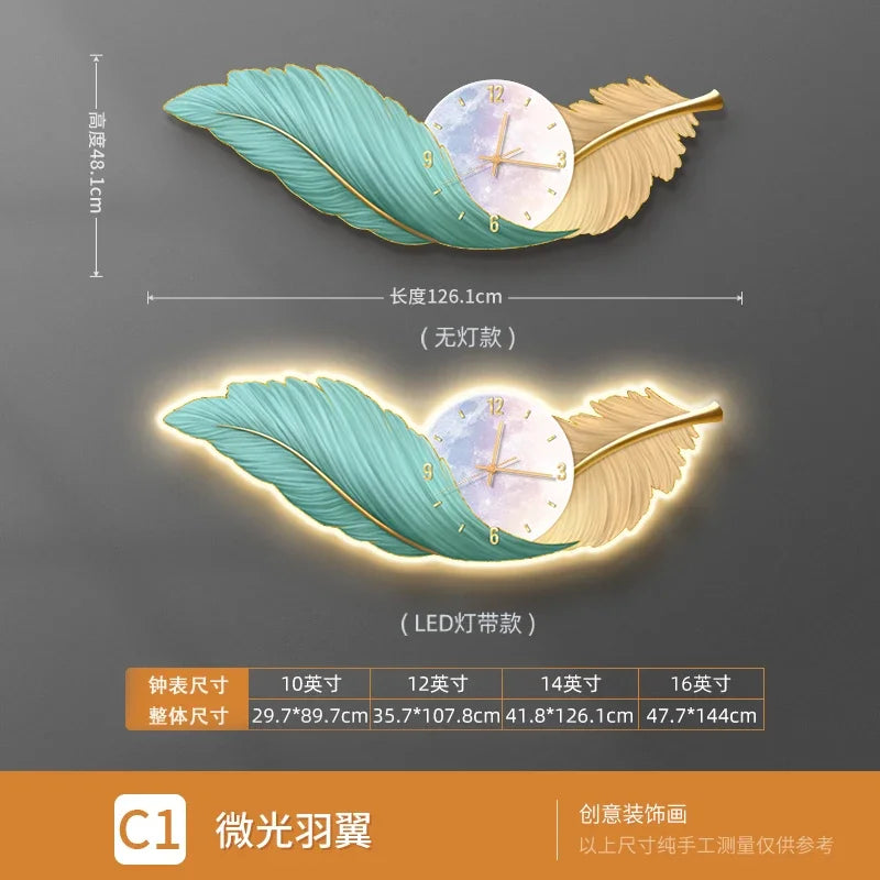 Home Wall Clock Decoration Living Room Quartz Gift Wall Clock Luxury Living Room Art Deco Resin Light Colorful Home
